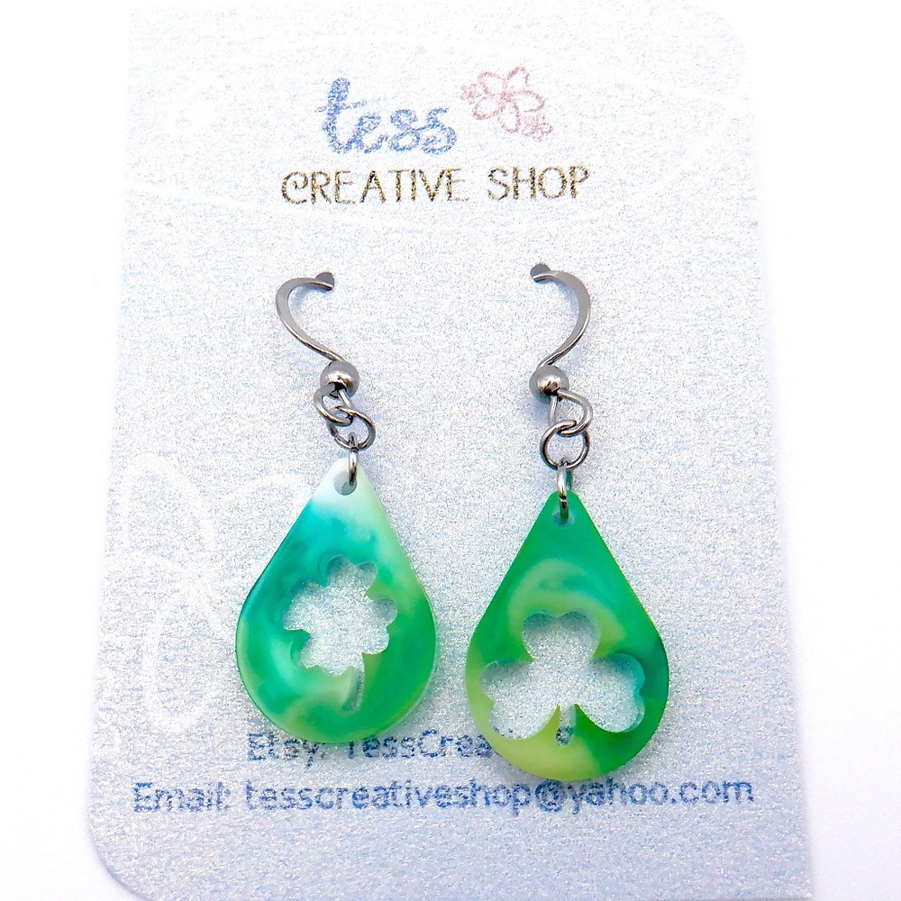 St. Patrick's Day Resin Earrings NEW